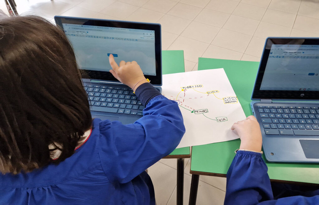 bambini lavorano alla mappa su Chromebook